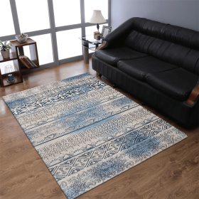 Rugsotic Carpets Machine Woven Heatset Polypropylene Area Rug Contemporary (Color: Beige Blue, size: 3'4''x5')