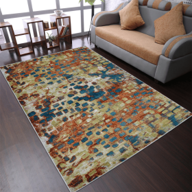 Rugsotic Carpets Machine Woven Heatset Polypropylene Area Rug Contemporary (Color: Caramel Blue, size: 4'x6')
