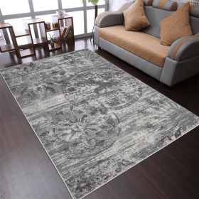 Rugsotic Carpets Machine Woven Heatset Polypropylene Area Rug Contemporary (Color: Silver Ivory, size: 4'x6')