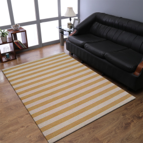 Rugsotic Carpets Hand Woven Flat Weave Kilim Wool Area Rug Contemporary (Color: Cream Gold, size: 6'7''x9'10'')