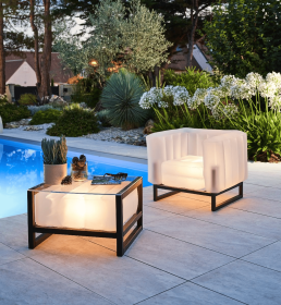 YOMI ARMCHAIR EKO WITH LIGHTING ALUMINIUM Frame (Color: WHITE  TRANSLUCENT)