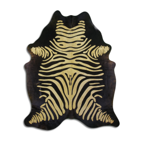 ACID WASHED HAIR ON COWHIDE DISTRESSED ZEBRA YELLOW ON BLACK (Color: DISTRESSED ZEBRA YELLOW ON BLACK, size: 22 - 32 Square feet)
