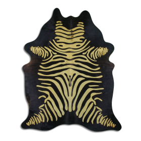 ACID WASHED HAIR ON COWHIDE DISTRESSED ZEBRA YELLOW ON BLACK (Color: DISTRESSED ZEBRA YELLOW ON BLACK, size: 32 - 45 Square feet)