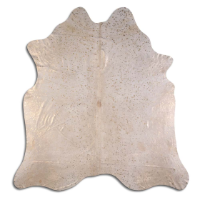 ACID WASHED HAIR ON COWHIDE GOLD METALLIC ON WHITE (Color: ON LIGHT COLORS, size: 32 - 45 Square feet)