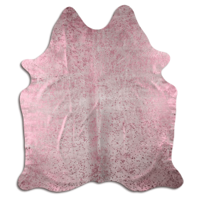 ACID WASHED HAIR ON COWHIDE PINK METALLIC ON WHITE (Color: ON LIGHT COLORS, size: 32 - 45 Square feet)