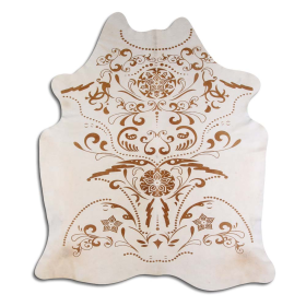 PRINTED HAIR ON COWHIDE BAROQUE BROWN ON BEIGE (Color: BAROQUE BROWN ON BEIGE, size: 22 - 32 Square feet)