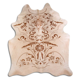 PRINTED HAIR ON COWHIDE BAROQUE BROWN ON BEIGE (Color: BAROQUE BROWN ON BEIGE, size: 32 - 45 Square feet)