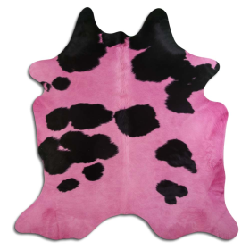 DYED HAIR ON COWHIDE DYED FUCHSIA ON BLACK AND WHITE (size: 22 - 32 Square feet)