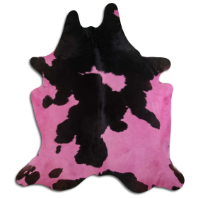DYED HAIR ON COWHIDE DYED FUCHSIA ON BLACK AND WHITE (size: 32 - 45 Square feet)