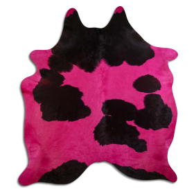 DYED HAIR ON COWHIDE DYED HOT PINK ON BLACK AND WHITE (size: 32 - 45 Square feet)