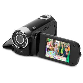 Black-Red Options - 1Pc HD 1080P Digital Video Camcorder 2.7in 16X Zoom DV Camera 270 Degree Rotation Rechargeable Kid Camera With Fill Light Selfie (Color: Black)