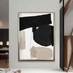 Modern Neutral Abstract Gallery Wall Art Figure Wall Art Modern Abstract Art Black Beige Japandi Hand Painted Oil Painting (style: 1, size: 90x130cm)