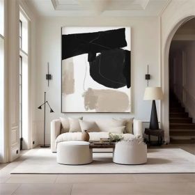 Modern Neutral Abstract Gallery Wall Art Figure Wall Art Modern Abstract Art Black Beige Japandi Hand Painted Oil Painting (style: 1, size: 100x150cm)
