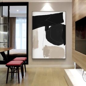 Modern Neutral Abstract Gallery Wall Art Figure Wall Art Modern Abstract Art Black Beige Japandi Hand Painted Oil Painting (style: 1, size: 120x160cm)