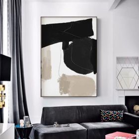Modern Neutral Abstract Gallery Wall Art Figure Wall Art Modern Abstract Art Black Beige Japandi Hand Painted Oil Painting (style: 1, size: 140x210cm)