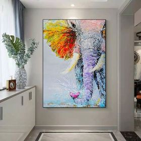 Handmade Oil Painting Canvas Wall Art Decoration Modern Animal Colourful Elephant Home Entryway Living Room Bedroom Luxurious Decoration Painting (style: 1, size: 100x150cm)