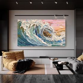 Handmade Oil Painting Original Textured Wall Art Wabi-Sabi Wave Painting On Canvas Ocean Painting Living Room Decor Boho Modern Canvas Art (style: 1, size: 150x220cm)