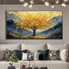 Large Original Golden Tree Oil Painting on Canvas, Custom Wall Art, Abstract Tree of Life Wall Art, Boho Wall DÃ©cor, Living Room Home Decor (style: 1, size: 40x80cm)
