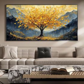 Large Original Golden Tree Oil Painting on Canvas, Custom Wall Art, Abstract Tree of Life Wall Art, Boho Wall DÃ©cor, Living Room Home Decor (style: 1, size: 120x240cm)