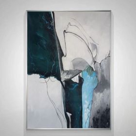 Original abstract Oli painting green minimalist abstract painting green painting gray painting large abstract painting large wall canvas art (style: 1, size: 100x150cm)