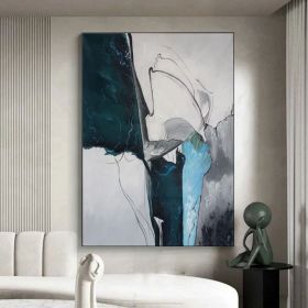 Original abstract Oli painting green minimalist abstract painting green painting gray painting large abstract painting large wall canvas art (style: 1, size: 120x160cm)