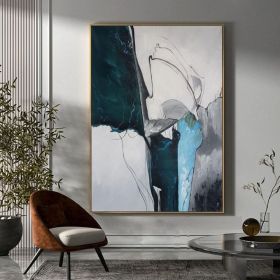 Original abstract Oli painting green minimalist abstract painting green painting gray painting large abstract painting large wall canvas art (style: 1, size: 140x210cm)