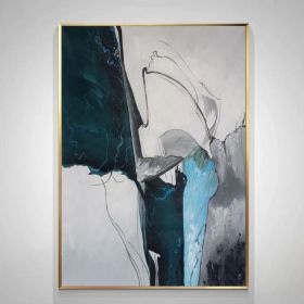 Original abstract Oli painting green minimalist abstract painting green painting gray painting large abstract painting large wall canvas art (style: 1, size: 60x90cm)