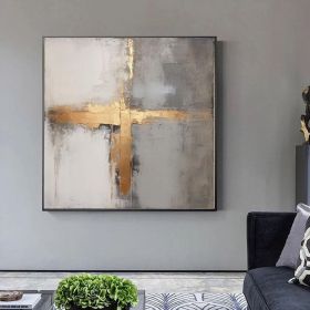 Modern gray gold abstract extra large wall art acrylic painting large original painting abstract oversized abstract painting original art (style: 1, size: 60x60cm)
