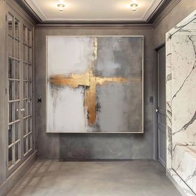 Modern gray gold abstract extra large wall art acrylic painting large original painting abstract oversized abstract painting original art (style: 1, size: 80x80cm)