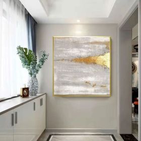 Gold Wall Decor Gold and White Wall Art Gold Leaf Painting Boho Wall Decor Gold Abstract Wall Art (style: 1, size: 120x120cm)