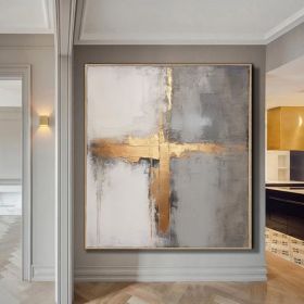 Modern gray gold abstract extra large wall art acrylic painting large original painting abstract oversized abstract painting original art (style: 1, size: 100x100cm)