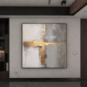 Modern gray gold abstract extra large wall art acrylic painting large original painting abstract oversized abstract painting original art (style: 1, size: 120x120cm)