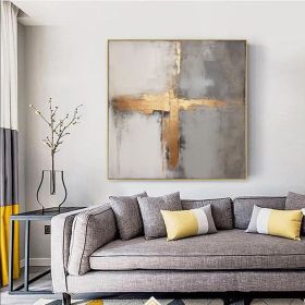 Modern gray gold abstract extra large wall art acrylic painting large original painting abstract oversized abstract painting original art (style: 1, size: 160x160cm)