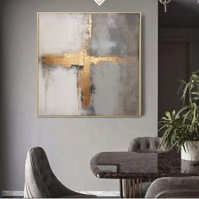 Modern gray gold abstract extra large wall art acrylic painting large original painting abstract oversized abstract painting original art (style: 1, size: 140x140cm)