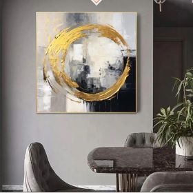 Modern gray gold abstract extra large wall artpainting acrylic large original painting abstract oversized abstract painting original art (style: 1, size: 140x140cm)