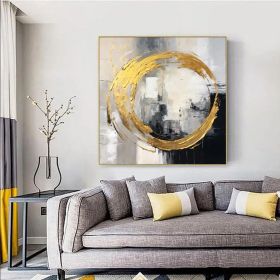 Modern gray gold abstract extra large wall artpainting acrylic large original painting abstract oversized abstract painting original art (style: 1, size: 80x80cm)