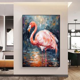 Flamingo Painting Wildlife Painting Original Pink Flamingo Animal Canvas Wall Art Bird Oil Painting Trendy Flamingo Artwork Bird Painting (style: 1, size: 50x70cm)