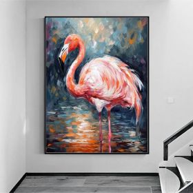 Flamingo Painting Wildlife Painting Original Pink Flamingo Animal Canvas Wall Art Bird Oil Painting Trendy Flamingo Artwork Bird Painting (style: 1, size: 90x130cm)