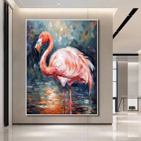 Flamingo Painting Wildlife Painting Original Pink Flamingo Animal Canvas Wall Art Bird Oil Painting Trendy Flamingo Artwork Bird Painting (style: 1, size: 100x150cm)