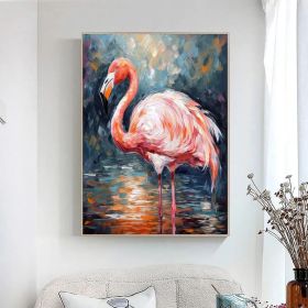 Flamingo Painting Wildlife Painting Original Pink Flamingo Animal Canvas Wall Art Bird Oil Painting Trendy Flamingo Artwork Bird Painting (style: 1, size: 120x160cm)