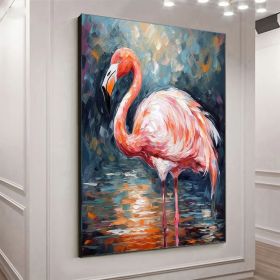 Flamingo Painting Wildlife Painting Original Pink Flamingo Animal Canvas Wall Art Bird Oil Painting Trendy Flamingo Artwork Bird Painting (style: 1, size: 60x90cm)