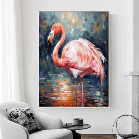 Flamingo Painting Wildlife Painting Original Pink Flamingo Animal Canvas Wall Art Bird Oil Painting Trendy Flamingo Artwork Bird Painting (style: 1, size: 70x100cm)