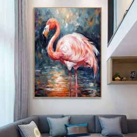 Flamingo Painting Wildlife Painting Original Pink Flamingo Animal Canvas Wall Art Bird Oil Painting Trendy Flamingo Artwork Bird Painting (style: 1, size: 80x120cm)