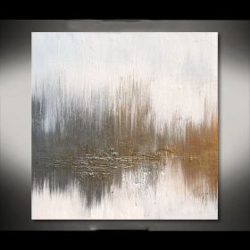 Handmade Oil Painting Abstract Painting On Canvas Wall Art Soft Shades Of Metallic Gold And Silver Original Art Created Home Decor (style: 1, size: 60x60cm)