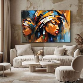Abstract Black Women Art African Women Hand Painted Oil Painting Mid Century Modern Wall Art Black Girl Wall Art Oversized Wall Decor Above Couch Art (style: 1, size: 80x120cm)