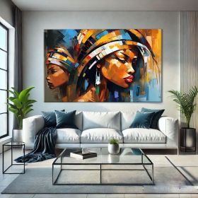 Abstract Black Women Art African Women Hand Painted Oil Painting Mid Century Modern Wall Art Black Girl Wall Art Oversized Wall Decor Above Couch Art (style: 1, size: 90x130cm)