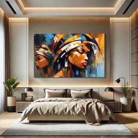 Abstract Black Women Art African Women Hand Painted Oil Painting Mid Century Modern Wall Art Black Girl Wall Art Oversized Wall Decor Above Couch Art (style: 1, size: 120x160cm)