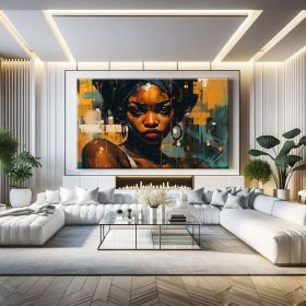 African Abstract Figure Wall Art Black Women Art Hand Painted Oil Painting Oversized Wall Art Abstract African Women Wall Art African Modern Art Gift (style: 1, size: 90x130cm)