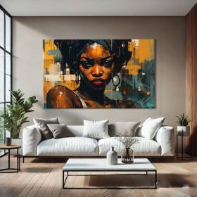 African Abstract Figure Wall Art Black Women Art Hand Painted Oil Painting Oversized Wall Art Abstract African Women Wall Art African Modern Art Gift (style: 1, size: 100x150cm)