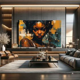 African Abstract Figure Wall Art Black Women Art Hand Painted Oil Painting Oversized Wall Art Abstract African Women Wall Art African Modern Art Gift (style: 1, size: 120x160cm)
